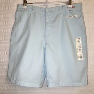 Boys Flat Front Shorts Sz 14 Light Blue Adjustable Waist Uniform NWT